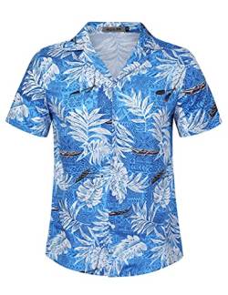 Kuulee Hawaii Hemd Männer Hawaii Hemden Hawaiihemd Sommer Kurzarm Aloha Hemd Herren Freizeithemd Strand Casual,Hawaii Hemd Herren Blumen-Himmelblau01 M von Kuulee