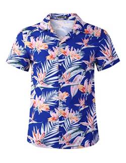 Kuulee Hawaii Hemd Männer Hawaii Hemden Hawaiihemd Sommer Kurzarm Aloha Hemd Herren Freizeithemd Strand Casual,Hawaii Hemd Herren Blumen-Marine XXL von Kuulee