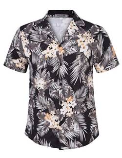 Kuulee Hawaii Hemd Männer Hawaii Hemden Hawaiihemd Sommer Kurzarm Aloha Hemd Herren Freizeithemd Strand Casual,Hawaii Hemd Herren Blumen-Schwarz01 L von Kuulee