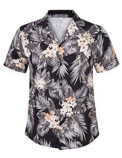 Kuulee Hawaii Hemd Männer Hawaii Hemden Hawaiihemd Sommer Kurzarm Aloha Hemd Herren Freizeithemd Strand Casual,Hawaii Hemd Herren Blumen-Schwarz01 XL von Kuulee