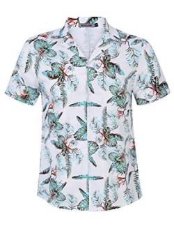Kuulee Hawaii Hemd Männer Hawaii Hemden Hawaiihemd Sommer Kurzarm Aloha Hemd Herren Freizeithemd Strand Casual,Hawaii Hemd Herren Blumen-Weiß01 XXL von Kuulee