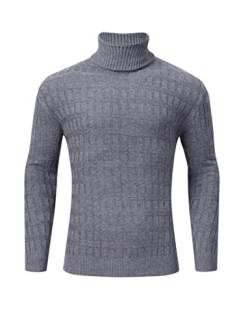 Kuulee Herren Rollkragen Turtleneck Pullover Strickpullover Stehkragen Slim Fit Feinstrick Rollkragenpullover Pulli Sweater Grau S von Kuulee