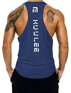 Kuulee Herren Tank Top Stringer Fitness Sportshirt Schnell Trocknende Funktionelle Trainingsshirt Muskelshirt für Training Gym Fitness & Bodybuilding Dunkelblau-1PCS XXL von Kuulee