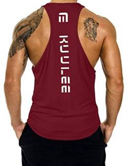 Kuulee Herren Tank Top Stringer Fitness Sportshirt Schnell Trocknende Funktionelle Trainingsshirt Muskelshirt für Training Gym Fitness & Bodybuilding Weinrot-1PCS L von Kuulee