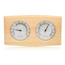Sauna-Thermometer Und Hygrometer, 2-in-1-Doppelzifferblatt-Thermometer-Hygrometer, Holz-Thermometer-Hygrometer Für Saunaraum, Doppelzifferblatt-Zeiger-Typ-Temperatur-Feuchtigkeitsmessgerät von Kuuleyn