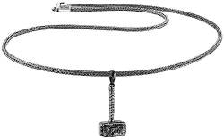 KUZZOI Herren Silber-Halskette mit Thors-Hammer Anhänger, 925er Sterling Silber oxidiert, Länge 50cm, Königskette Herrenkette mit Anhänger, sehr hochwertig und handgearbeitet, ZOI-019 von Kuzzoi