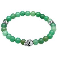 Kuzzoi Bead-Armband-Set Herren Totenkopf Bead Aventurin Grün 925 Silber, Totenkopf von Kuzzoi