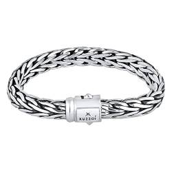 Kuzzoi Buddha Design Silber-Armband für Herren, handgefertigtes Armband aus massiven 925er Sterling Silber, exklusives Herren-Armband Gravur, 9mm breit, 61g schwer 335202-019 von Kuzzoi