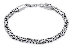 Kuzzoi Buddha Silber-Armband für Herren, handgefertigtes Königskette-Armband aus echten massiven 925 Sterling Silber, Herren-Armband mit Karabiner, 4mm breit, 20g schwer, 0206141819 von Kuzzoi