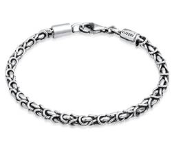 Kuzzoi Buddha Silber Armband für Herren, handgefertigtes Königsketten Armband (4 mm) aus oxidierten 925 Sterling Silber, massives Königsarmband für Männer, Länge 19 cm von Kuzzoi