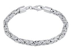 Kuzzoi Buddha Silber Armband für Herren, handgefertigtes Königsketten Armband (5 mm) aus 925 Sterling Silber, massives Königsarmband für Männer, Länge 19 cm von Kuzzoi