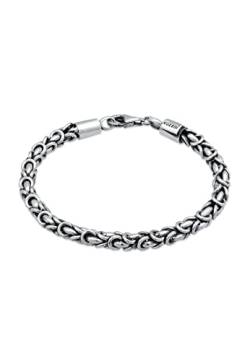 Kuzzoi Buddha Silber Armband für Herren, handgefertigtes Königsketten Armband (5 mm) aus oxidierten 925 Sterling Silber, massives Königsarmband für Männer, Länge 23 cm von Kuzzoi