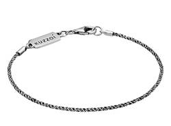 Kuzzoi Buddha Silber-Armband für Herren, handgefertigtes Kordel-Armband (2 mm) aus echten massivem 925 Sterling Silber oxidiert, Herren-Armband gedreht mit Karabiner, Länge 19 cm von Kuzzoi