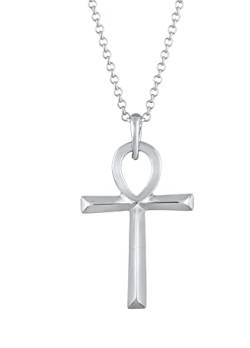 Kuzzoi Herren Halskette mit Henkelkreuz Anhänger (30 mm) und polierter Oberfläche, Lange Biker Kette für Mann und Freund mit Ankh Kreuz Symbol aus 925 Sterling Silber, Länge 60 cm von Kuzzoi