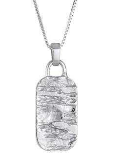 Kuzzoi Herren Halskette mit Military Platte (21 mm) in 925 Sterling Silber Herrenkette mit strukturierten Plaketten-Anhänger Dog Tag Kette für den Mann Länge 55 cm von Kuzzoi