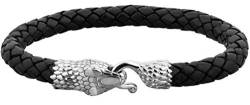 Kuzzoi Herren Leder Armband mit einem als Schlange gearbeiteten 925 Sterling Silber Verschluss, Länge 23 cm, 235014-023 von Kuzzoi