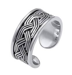 Kuzzoi Herrenring (10 mm) offen verstellbar, Massiver Ring für Männer aus 925 Sterling Silber im Vintage Look, Bandring mit Ornament Relief Oberfläche Oxidiert, Ringgröße von 62-66 von Kuzzoi