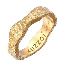 Kuzzoi Herrenring (5 mm) Handgefertigt, Bandring für Männer aus 925 Sterling Silber, Ehering, Verlobungsring, Freundschaftsring, gehämmerter Ringschiene, Ringgröße 62 von Kuzzoi