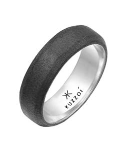 Kuzzoi Herrenring (7 mm) Massiv Handgefertigt, Bandring für Männer aus 925 Sterling Silber, Ehering, Verlobungsring, Freundschaftsring, Unisex Herren Ring oxidiert, Ringgröße 58 von Kuzzoi