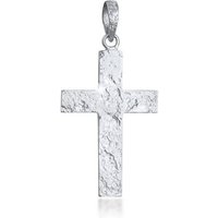 Kuzzoi Kettenanhänger Herren Kreuz Matt Gehämmert 925 Silber, Kreuz von Kuzzoi