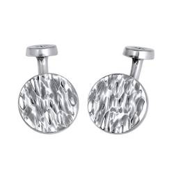 Kuzzoi Manschettenknöpfe für Herren im, rundem Coin Look, 925 Sterling Silber gehämmert oxidiert, Cufflinks für das Hemd, Stilvolles Männer Geschenk für Hochzeit und Geburtstag von Kuzzoi