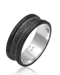 Kuzzoi Massiver Herrenring Breit, Bandring (8 mm) breit in 925 Sterling Silber, Silberring oxidiert im Basic Design, Ring für Männer in der Ringgröße 60, 0607691620_60 von Kuzzoi