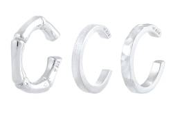 Kuzzoi Ohrringe Set Herren Ear Cuff 925 Silber (18mm) 3 Stück Ohrklemme für Männer Organic Boho Design von Kuzzoi