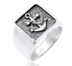 Kuzzoi Siegelring Herrenring, massiv 14 mm breit in 925 Sterling Silber, schwarz oxidiert mit Ankersymbol, Ring für Männer in der Ringgröße 60, 0607970419 von Kuzzoi