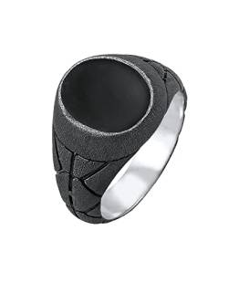 Kuzzoi Siegelring Herrenring oval Emaille schwarz, massiv 13 mm breit in 925 Sterling Silber, Silberring schwarz oxidiert, Ring für Männer, Ringgröße 54 von Kuzzoi