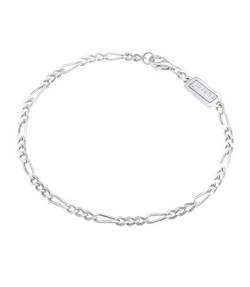 Kuzzoi Silber-Armband für Herren, handgefertigtes Figaro-Armband aus echten massiven 925 Sterling Silber glänzend poliert, Herren-Armband mit Karabiner, 4mm breit, 6 g schwer, Länge 19 cm von Kuzzoi