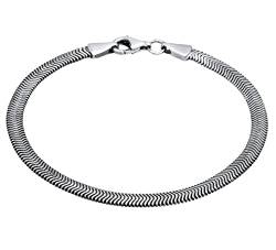 Kuzzoi Silber Armband für Herren handgefertigt, Herrenarmband aus 925er Sterling Silber oxidiert, Flaches Herringbone Armband für den Mann, Fischgrätenmuster, Breite 4mm, 0210662721 (23.00) von Kuzzoi