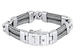 Kuzzoi Silberarmband Herrenarmband aus massivem 925er Sterling Silber, Breite 14 mm, Länge 21 cm, 335109-021 von Kuzzoi