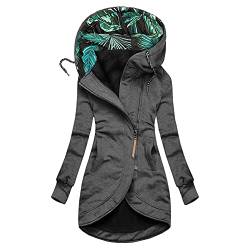 Kwatieh Kapuze für Frauen Fleece-Jacken & Mäntel - Atmungsaktiv Herbst Übergangsjacke Damen Jacke Herbst Warm Trenchcoat Jacken Bequeme Warm Mantel Jacke Tops Windjacke für Outdoor-Arten von Kwatieh