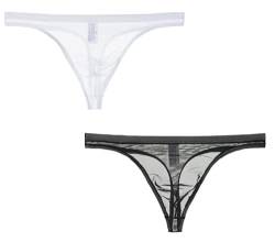 Kwelt Herren String Erotik Tanga String Bikini Thongs String Reizvoll Shorts Unterhose Underpants String, Black+white, S von Kwelt
