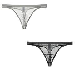 Kwelt Herren String Erotik Tanga String Bikini Thongs String Reizvoll Shorts Unterhose Underpants String, M, Black+grey von Kwelt