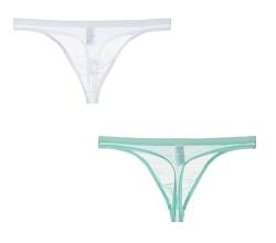 Kwelt Herren String Erotik Tanga String Bikini Thongs String Reizvoll Shorts Unterhose Underpants String, White+lightblue, XL von Kwelt