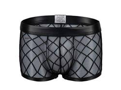 Kwelt Herren Unterhose Mesh Transparent Boxershorts Strings Netz Unterwäsche Transparent Bikini Slips Shorts Pants, Gr.-Asien XL / EU M-L,Schwarz von Kwelt