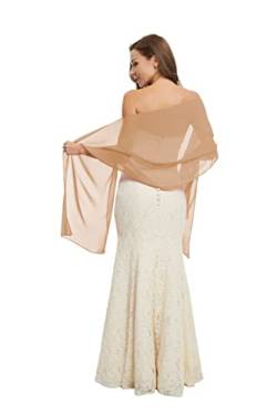 Chiffon Tücher und Wraps für Abendkleider, Damen Leichter Weicher Schal für Hochzeit Braut Schultertuch, Eleganten Cape Umhang für Kleid Cocktailkleid Party Accessoires, Champagner von Kyhlten