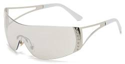 Kyiduo Wrap Around Sonnenbrille für Damen und Herren Y2k Sonnenbrille mit Gradientenglas (Silver Frame - Gradient Silver Lens) von Kyiduo