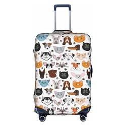 Kyliele Cartoon-Katzen- und Hunde-Reisekoffer, staubdicht, Gepäckschutz, Gepäckkoffer, Zubehör, Urlaub, weiß, L von Kyliele
