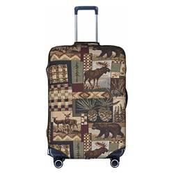 Kyliele Lodge Bear Deer Travel Dust-Proof Suitcase Cover Luggage Protector Luggage Trunk Case Accessories Holiday, weiß, L von Kyliele