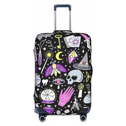 Kyliele Magic Witch Witchcraft Bohemian Drawing Travel Dust-Proof Suitcase Cover Luggage Protector Baggage Trunk Case Accessories Holiday, weiß, M von Kyliele