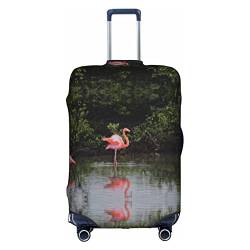 Kyliele Zwei Flamingos Reisekofferabdeckung, staubdicht, Gepäckschutz, Gepäckkoffer, Zubehör, Urlaub, weiß, S von Kyliele