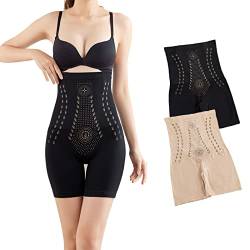 KyneLit IONSTech Einzigartiger Faser-Restaurierungs-Shaper – Ferninfrarot-negativer Sauerstoff-Ionen-Fettverbrennungs-Body für Frauen – hohe Taille, Schwarz + Haut, XL von KyneLit