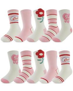 Kyopp 10 Paar Socken Kinder Baumwolle für Jungen & Mädchen Sportsocken, Mittelhohe Strümpfe für Frühling und Sommer Kindersocken 25-37EU von Kyopp