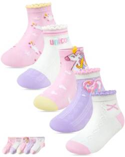 Kyopp 5 Paar Sommer Socken Kinder Leicht und Luftig Baumwolle für Jungen & Mädchen, Kindersocken Tierprint 25-37EU (Einhorn-A XL) von Kyopp