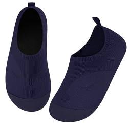 Kyopp Hausschuhe Kinder Junge Mädchen Barfussschuhe Rutschfeste Pantoffeln Atmungsaktives Weicher Kindergarten Slippers Kleinkinder Schuhe(Marineblau 22/23EU) von Kyopp