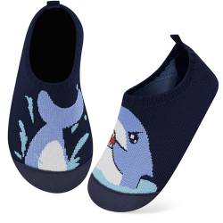 Kyopp Hausschuhe Kinder Junge Mädchen Pantoffeln rutschfest Barfussschuhe Kindergarten Slippers für Atmungsaktive Weich Lauflernschuhe Kleinkinder Schuhe(Hai-Marineblau 34/35EU) von Kyopp