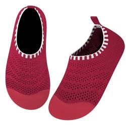 Kyopp Hausschuhe Kinder Junge Mädchen Rutschfeste Atmungsaktive Pantoffeln Kleinkinder Hüttenschuhe Slipper Sommer（380 Rot 24/25EU） von Kyopp