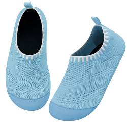 Kyopp Hausschuhe Kinder Junge Mädchen rutschfest Atmungsaktive Weich Pantoffeln für Unisex Lauflernschuhe Kleinkinder Schuhe Kindergarten Barfussschuhe(Einfarbig-Hellblau 24/25EU) von Kyopp